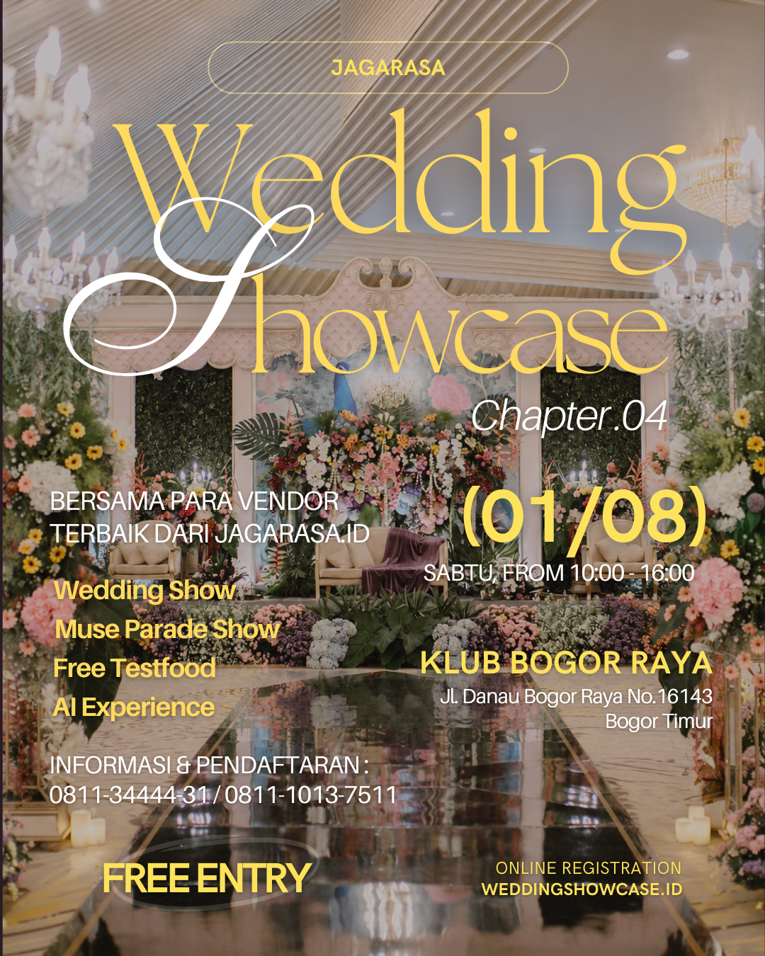 Poster resmi Jagarasa Wedding Showcase Chapter 4 di Klub Bogor Raya, Sabtu 1 Agustus 2026